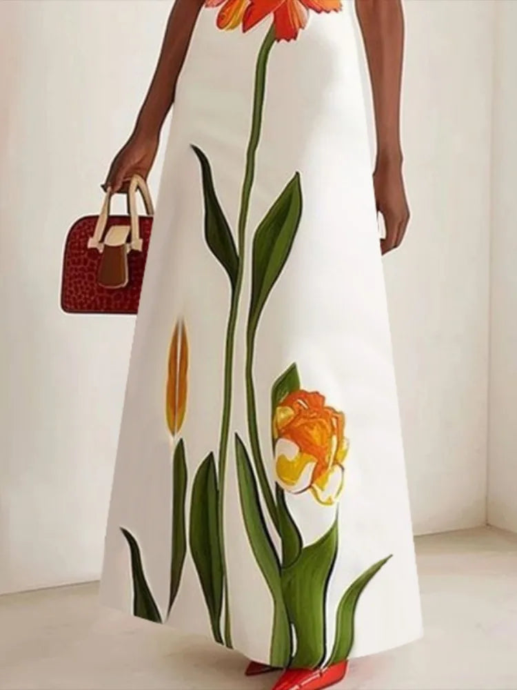 Gymystars 2026 Summer Latest Women's Fashion Flower Printed Dress Round Neck Trend Loose Elegant Party Evening Beach Dresses