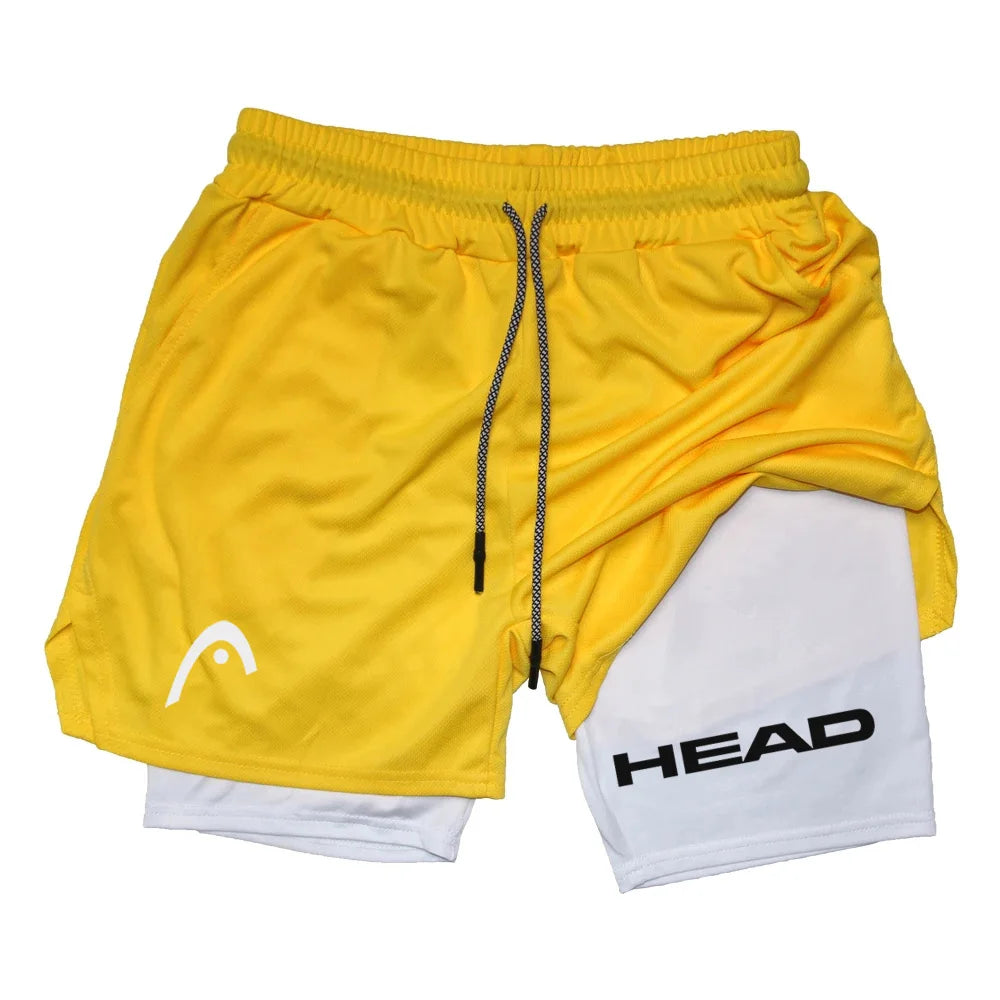 Anime Berserk Head Running Shorts Men Fitness Gym Training 2-in-1 Sports Quick Dry Workout Jogging Double Deck Summer
