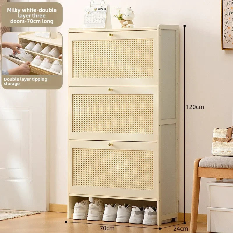 Slim Bamboo Shoe Cabinet – Flip Door
