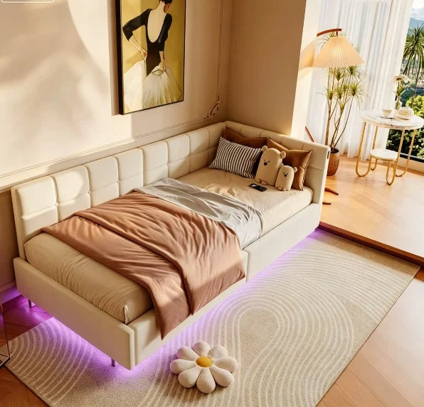 Upholstered Sofa Bed – Hydraulic, LED & USB