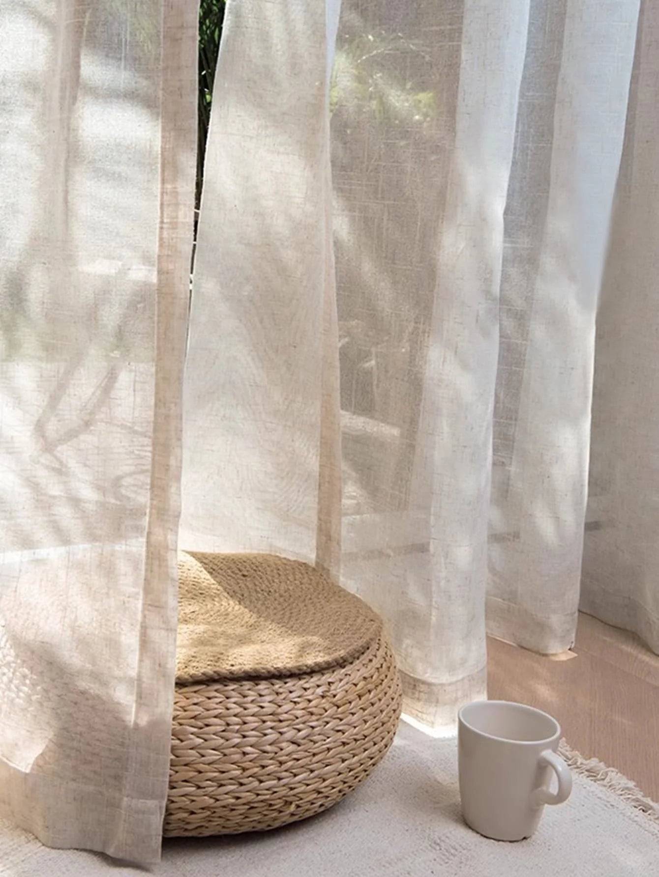 LINEN SHEER CURTAINS - Voile Weave, Custom Sizes - Natural Light