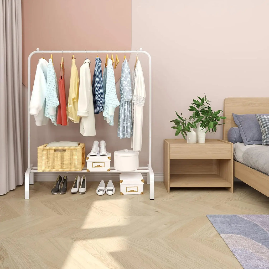 Metal Clothes Rack with Shoe Shelf