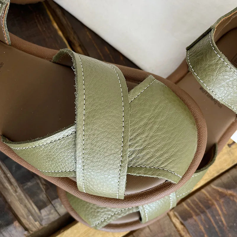 Careaymade-Genuine leather soft surfaces comfortable sandals,original big women's shoes,summer hollowed out women beach shoes