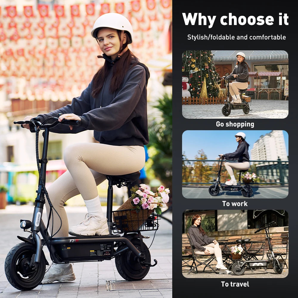 iSCOOTER F2 ELECTRIC SCOOTER - 30 KM Range, 10" Tires - Everyday Freedom