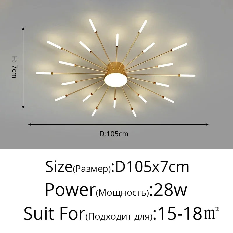 Modern LED Ceiling Chandelier – Black/Gold, 12–42 Heads, Dimmable