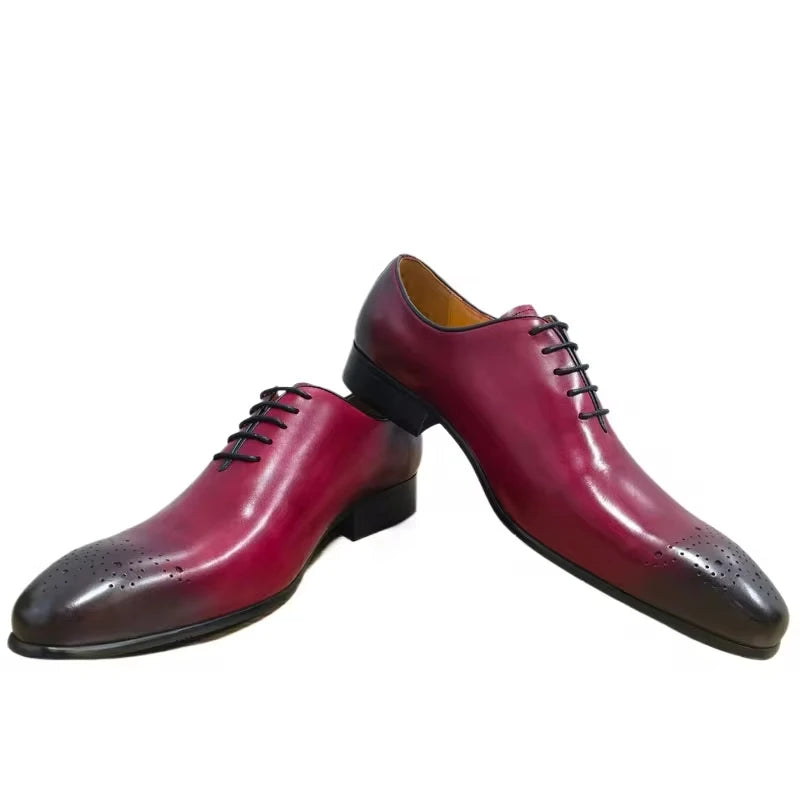 RED STATEMENT - Men's Genuine Leather Oxford Dress Shoes - Wedding Business Party