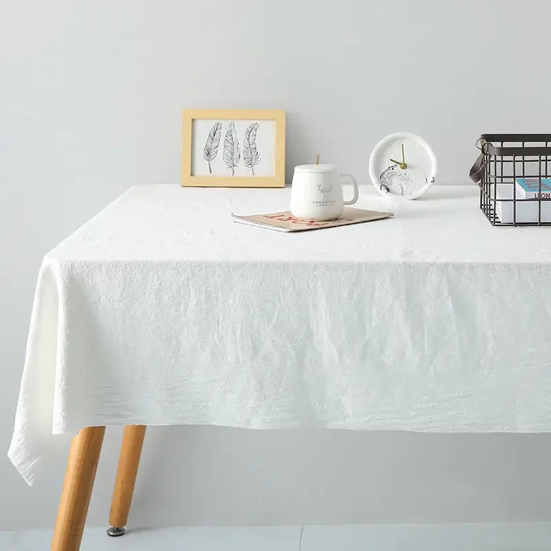 White Rectangular Cotton Tablecloths Washable Wedding Party Kitchen Dining Living Room Birthday Tabletop Decoration Table Covers