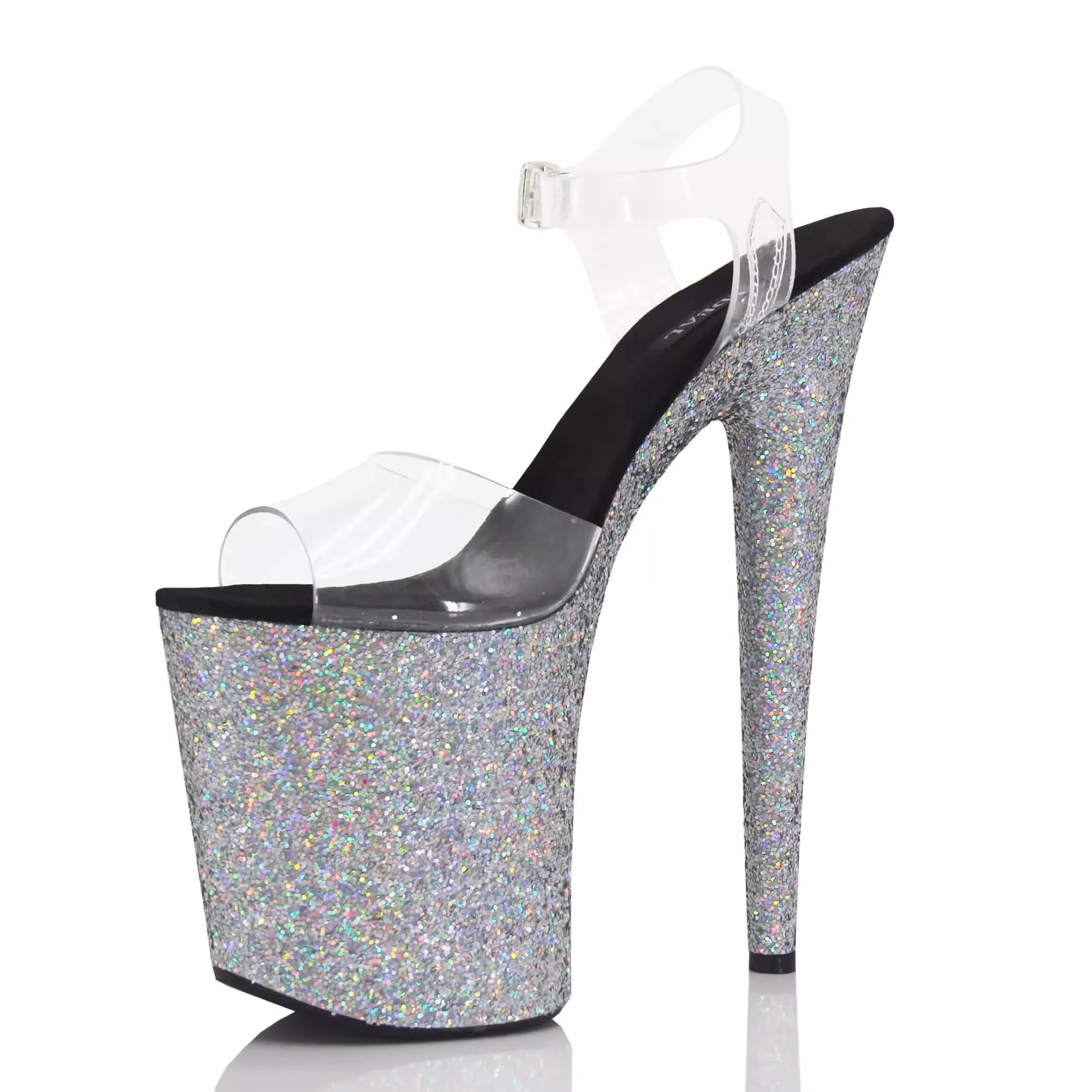 8inches Sexy Super High Heels Transparent Crystal Wedding Pole Dance Shoes 20CM Stiletto Waterproof Platform Sandals Summer