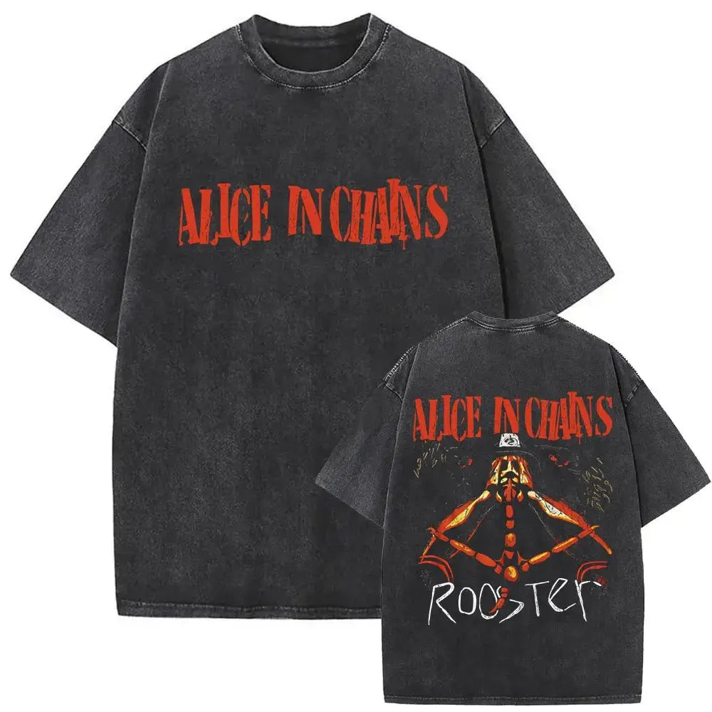 New in Top & Tees Men's T-Shirt Camisetas Rock Band Alice in Chains Dirt Washed Vintage Short Sleeved Round Neck Y2k T-shirt