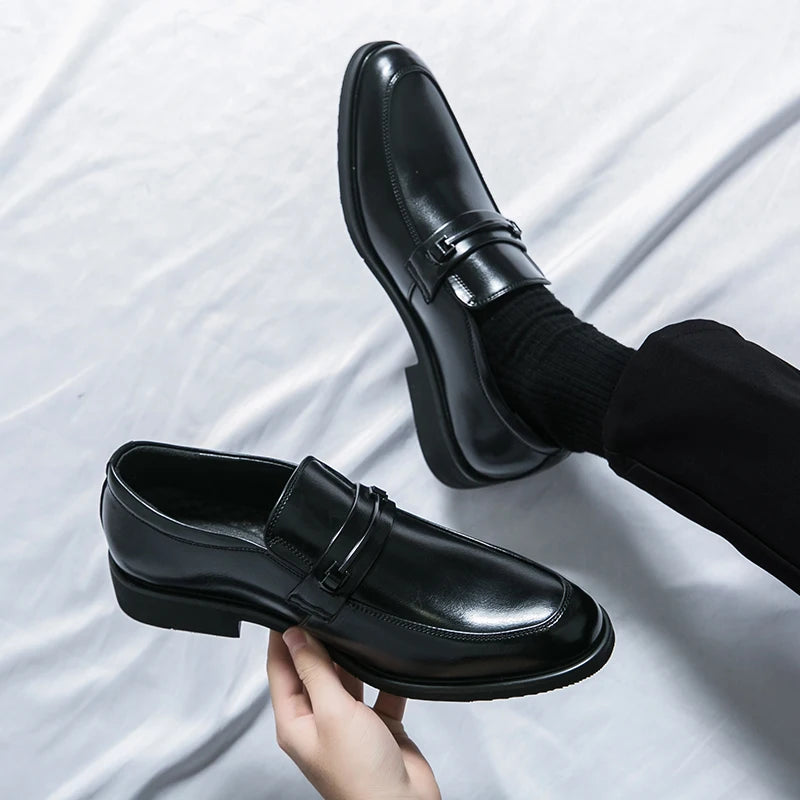 CLASSIC STEP - Men's Formal Leather Slip-On Loafers - Business, Office & Wedding Dress Shoes