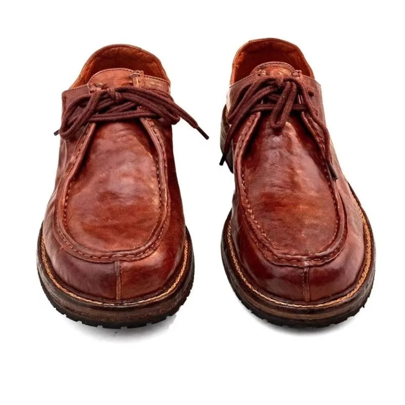 WASHED SOUL - Handmade Genuine Leather Derby Shoes - Round Toe, Lived-In Finish