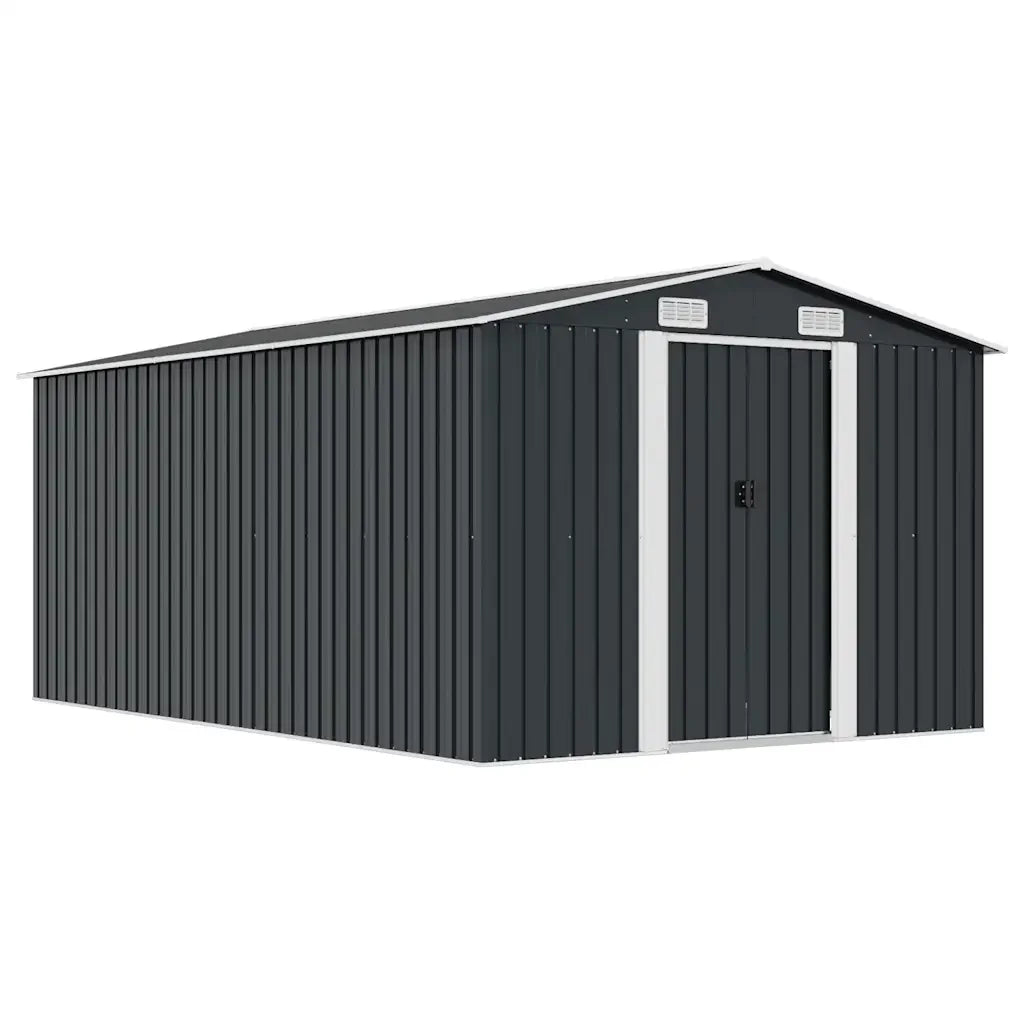 LARGE GARDEN STORAGE SHED - 257 × 392 × 181 cm - Anthracite Galvanized Steel