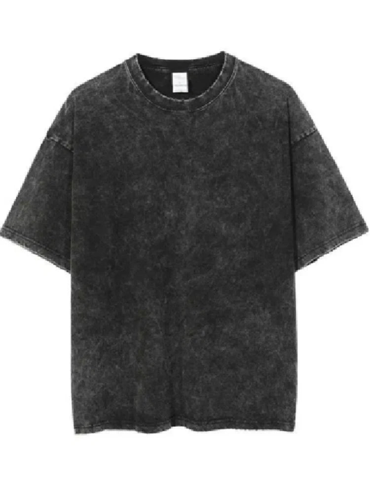 2026 Streetwear Washed Vintage T-Shirts Hip Hop Retro Punk T Shirt Women Tops Cotton Neutral Short Sleeve Acid Wash T-Shirts