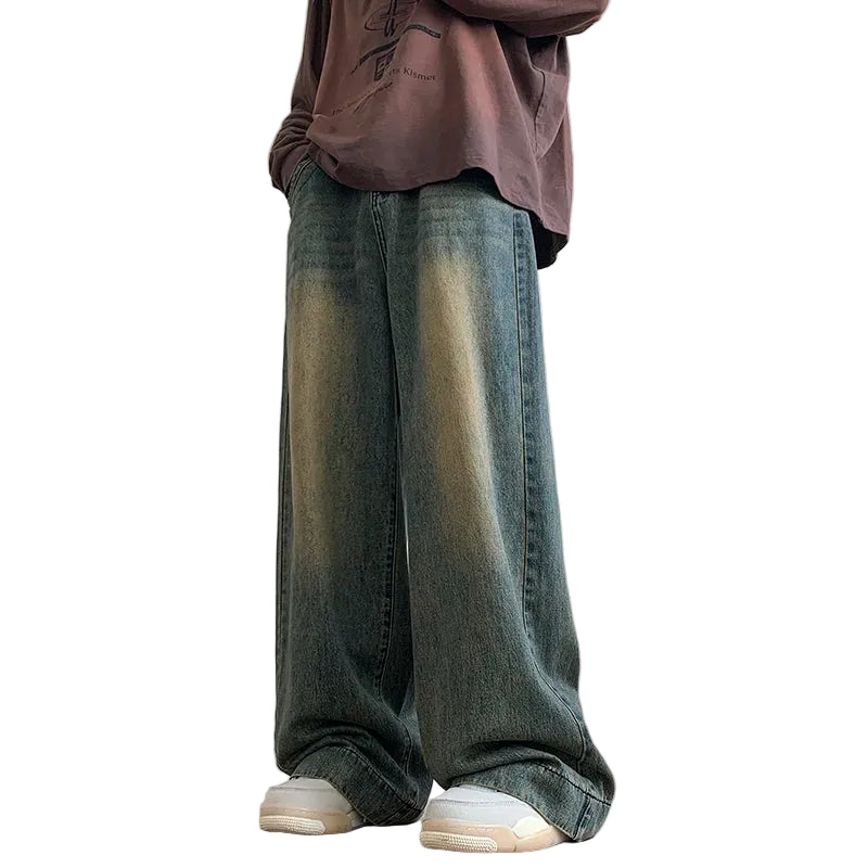 RETRO WIDE - Men's Distressed Vintage Wide Leg Baggy Jeans - Retro Blue, M–XXL