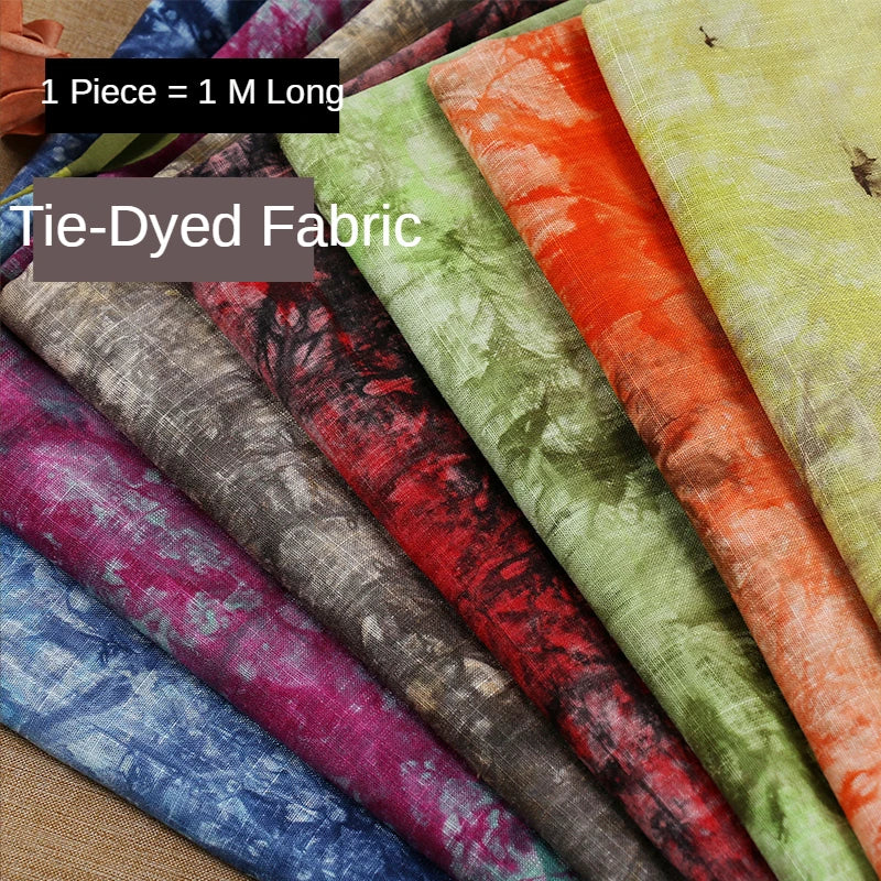 TIE-DYE COTTON LINEN FABRIC - 7 Hand-Dyed Colors, 140cm Wide - Fluid Days