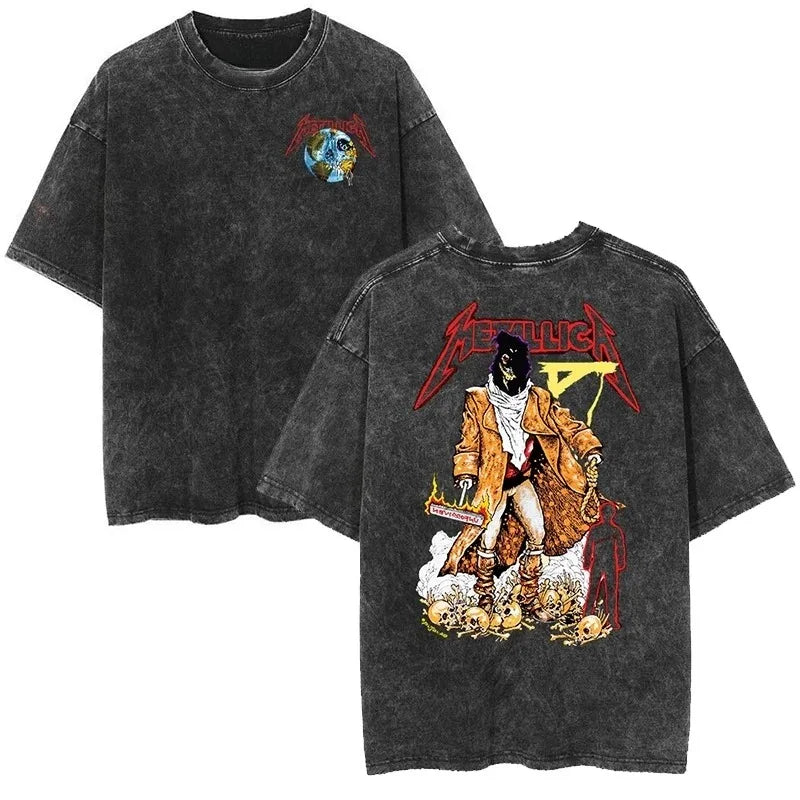 Metallica T-Shirt – Washed Vintage Rock Band Tee The Judas Kiss Unisex