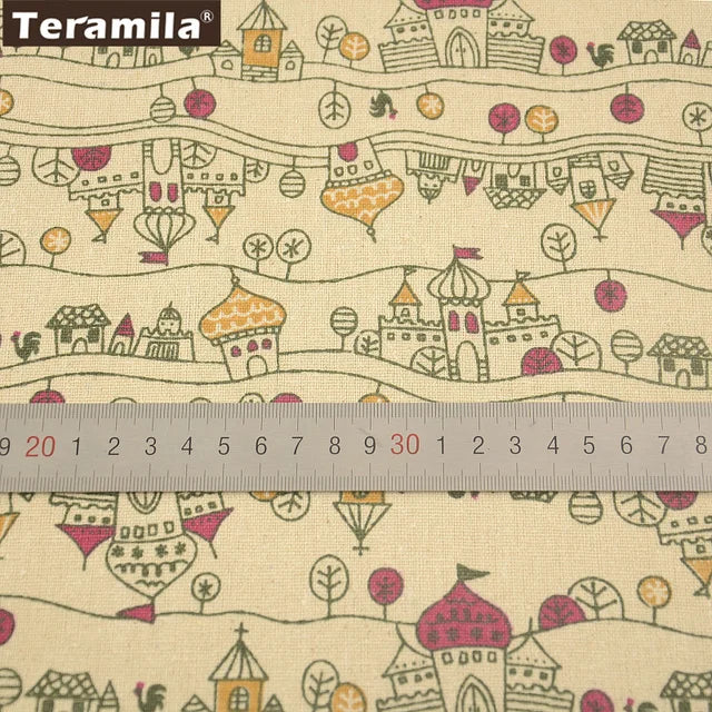 PRINTED CANVAS LINEN FABRIC - Cotton Linen Blend by the Yard - Bold Patterns for DIY