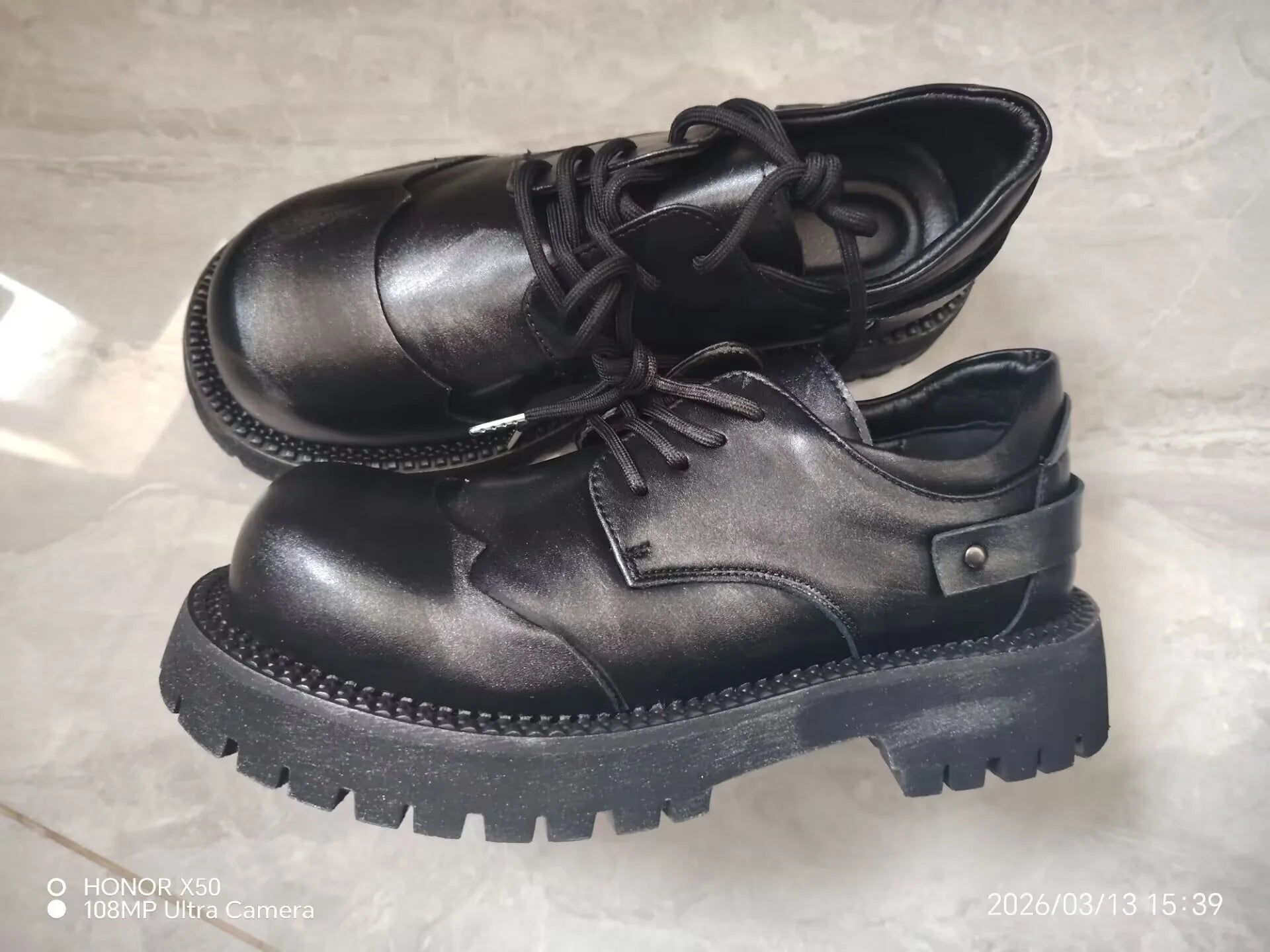 STAR DERBY - Men's British Style Cowhide Platform Derby Shoes - Wedge Heel Waterproof Lace-Up Dress Shoes