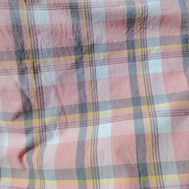 WASHED COTTON PLAID FABRIC - 100% Cotton, 270g/m - Soft Rooms
