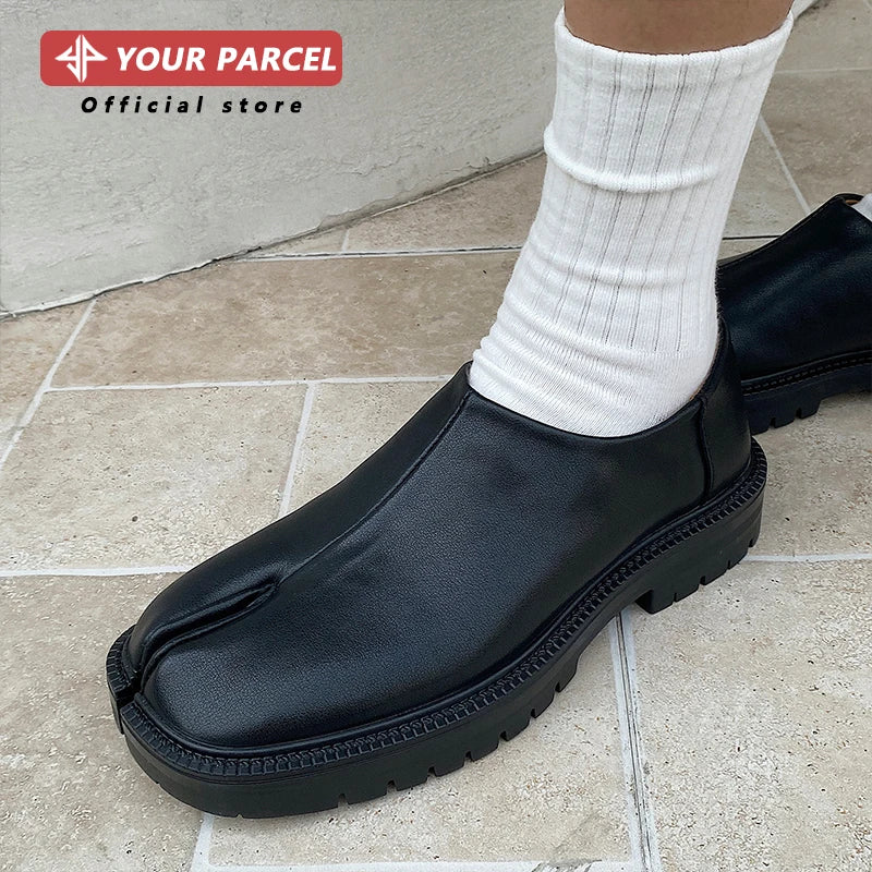 TABI SPLIT - Genuine Leather Split Toe Shoes - Unisex, Waterproof, Flat Slip-On