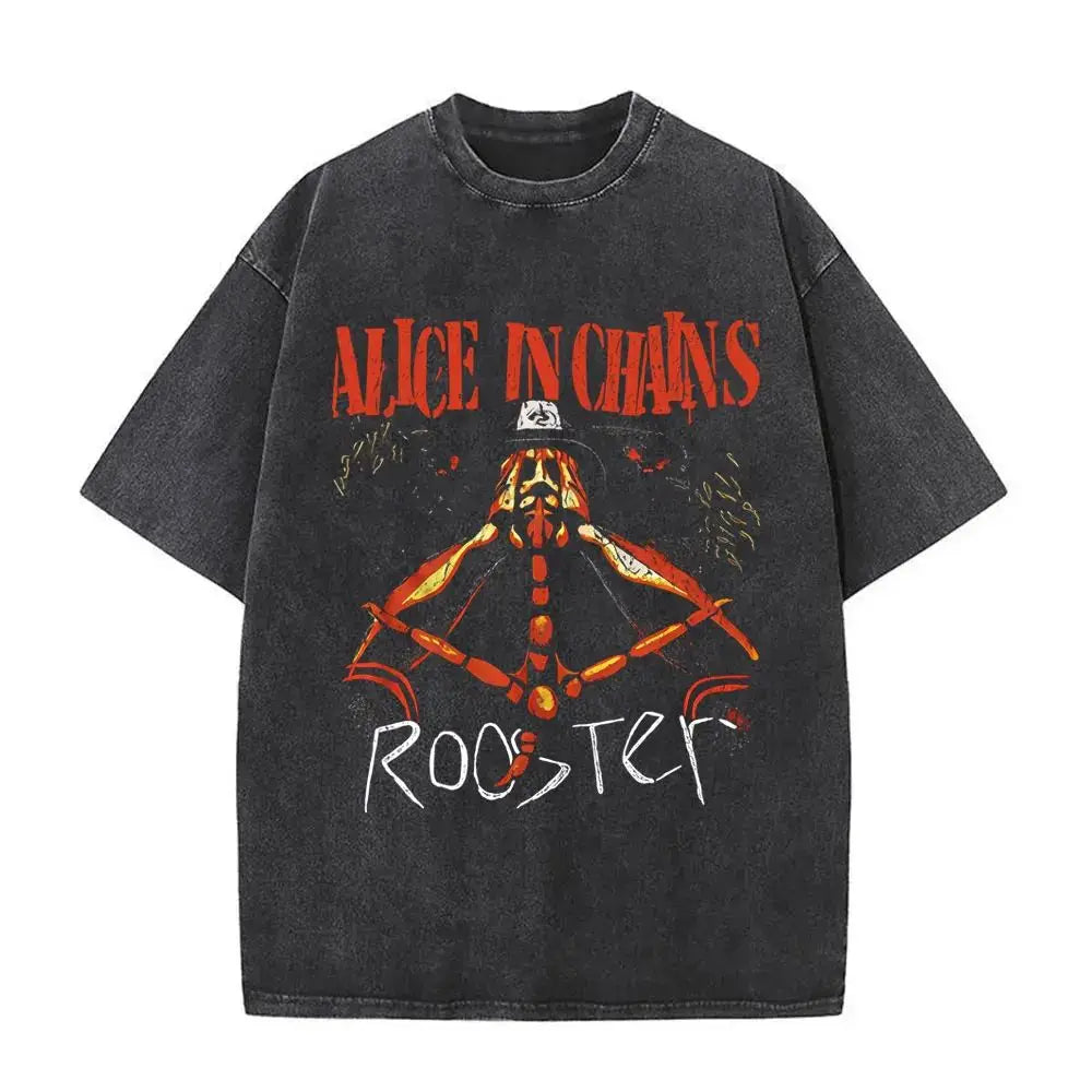 New in Top & Tees Men's T-Shirt Camisetas Rock Band Alice in Chains Dirt Washed Vintage Short Sleeved Round Neck Y2k T-shirt