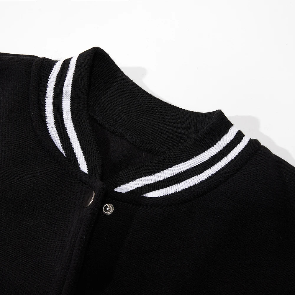 LAND OF DREAMS - Men's Retro Baseball Fleece Jacket - Stand Collar Varsity Coat