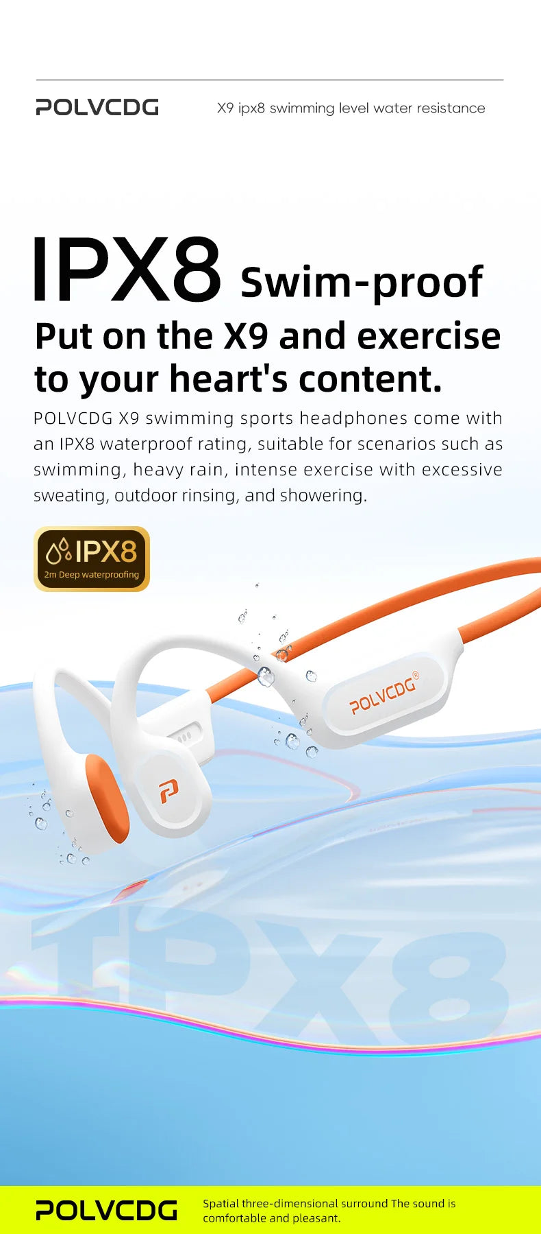 Bone Conduction Earphones X9 – 32G IPX8 Waterproof Swimming Running Cycling