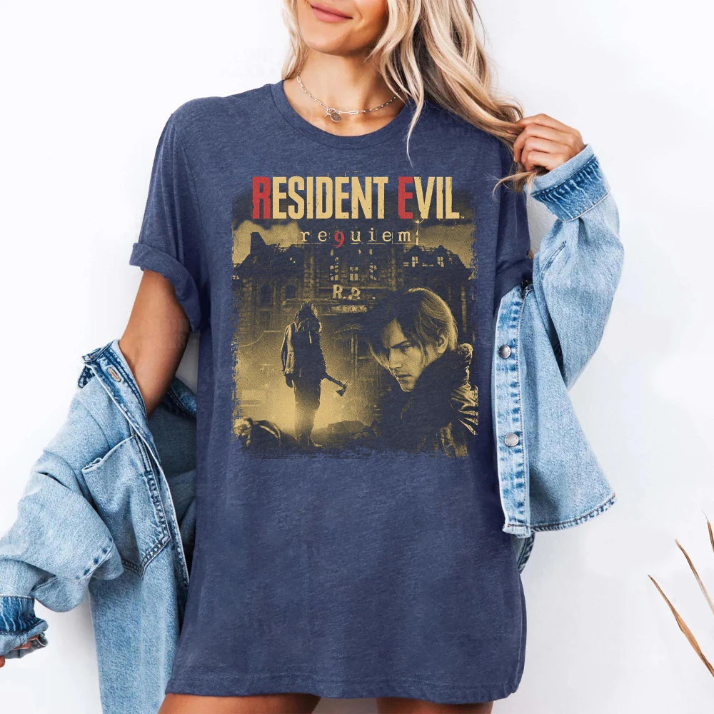 Resident Evil Requiem Leon S Kennedy Shirt Grace Ashcroft Raccoon City Tee Short Sleeve Men Women for Spring and Summer Unisex