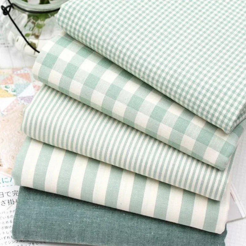 STRIPED COTTON SATEEN FABRIC - Stripes, Grid or Solid, 150cm Wide - Home & Craft