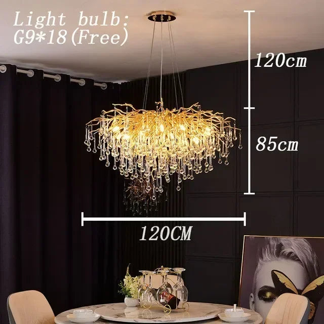 Luxury Gold Crystal Chandelier – Water Drop, Pendant & Ceiling