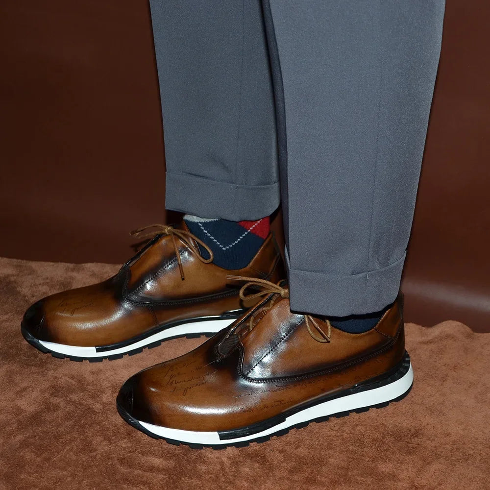 TOTEM STRIDE - Hand-Painted Cowhide Sneakers - Art You Can Walk In