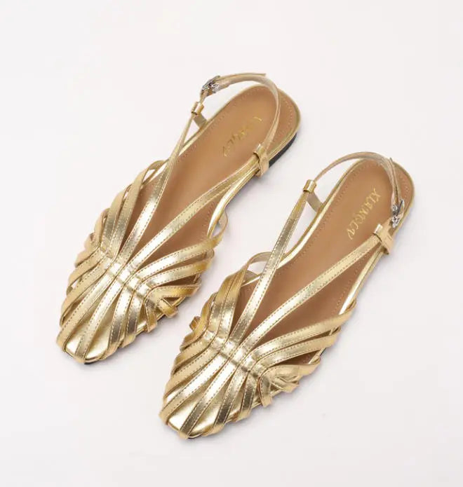ZAROY Narrow Band Women Flat Sandals Large Size Designer Brand Banquet Wedding Shoes Summer Hollow Beach Gladiator Sandals