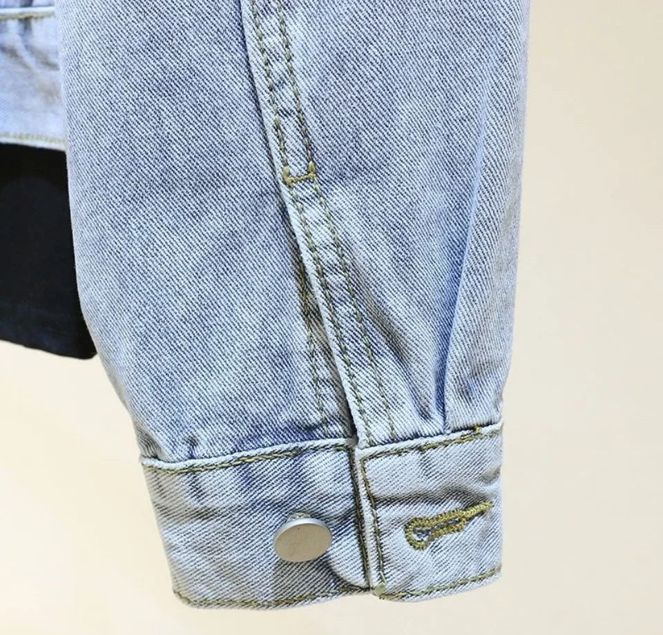 Crop Denim Jacket – Batwing Sleeve Loose Fit