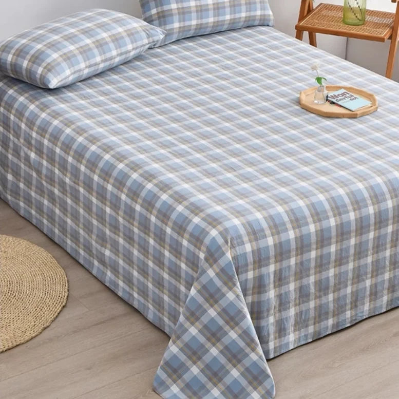 WASHED COTTON PLAID FABRIC - 100% Cotton, 270g/m - Soft Rooms