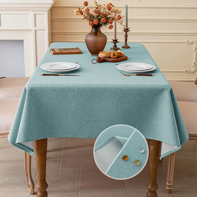 SOLID LINEN-LOOK WATERPROOF TABLECLOTH - Oil & Dust Resistant Rectangle Cover - Every Meal, No Stress