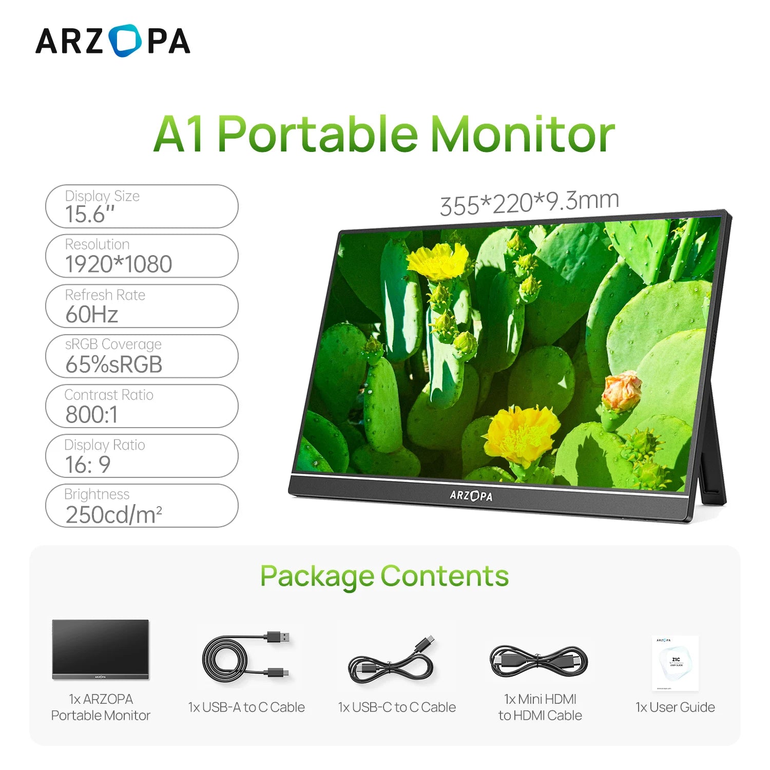 ARZOPA A1 15.6" Portable Monitor - FHD 1080p Ultra-Slim Display
