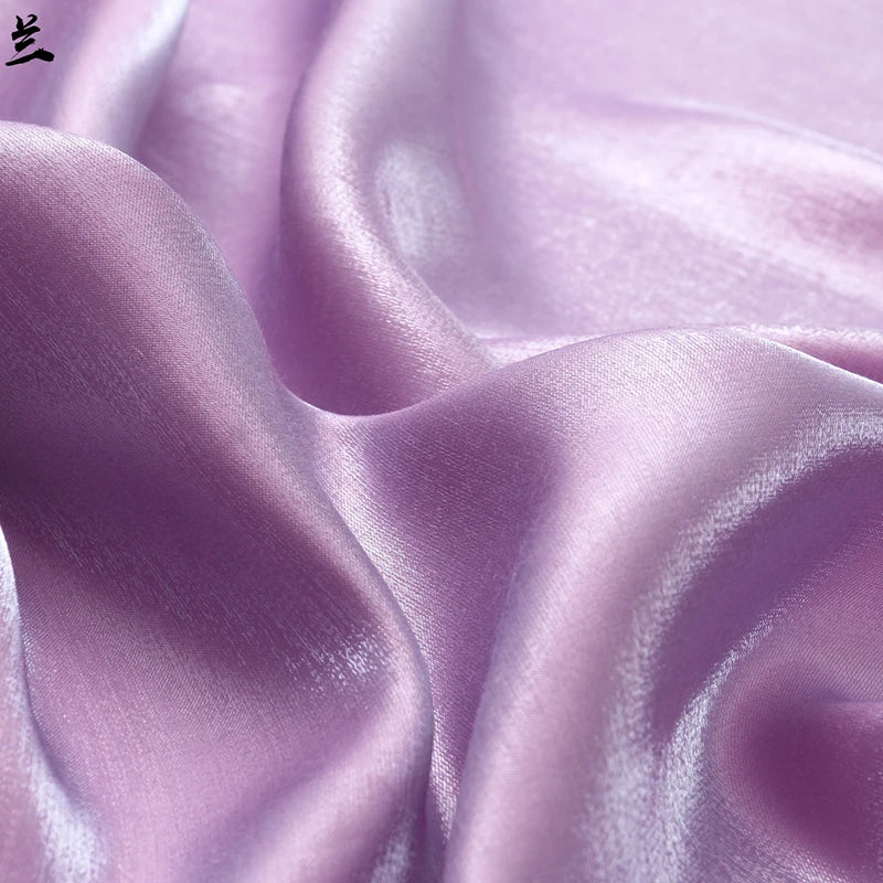 Gradient Wine Red Glazed Silk Satin Fabric Hanfu Pants Skirt Wedding Skin-friendly Breathable Bright Luster
