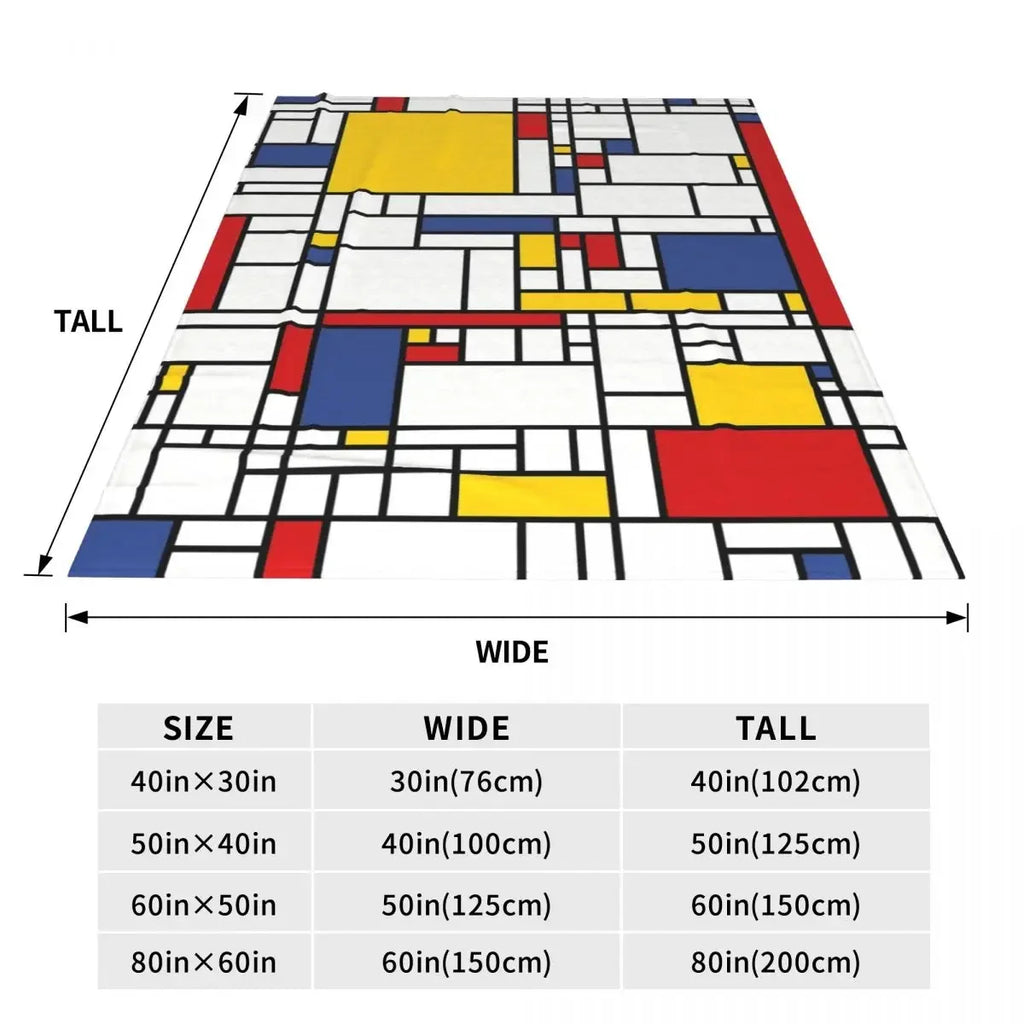 Mondrian-Inspired Abstract Blanket - plush - colorful home