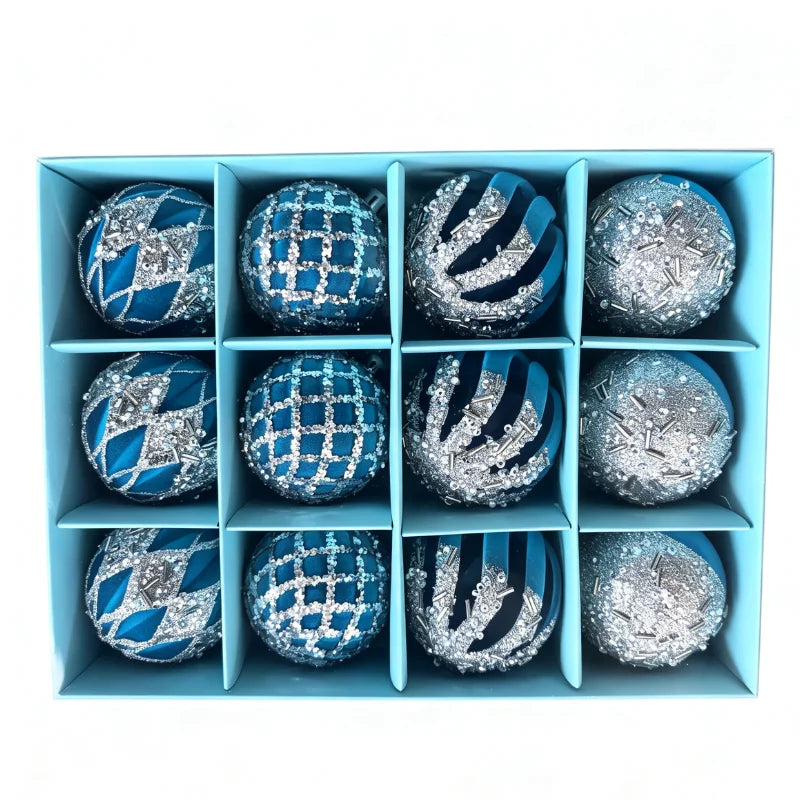 Jeweled Christmas Baubles - 12 Pieces - Festive Sparkle