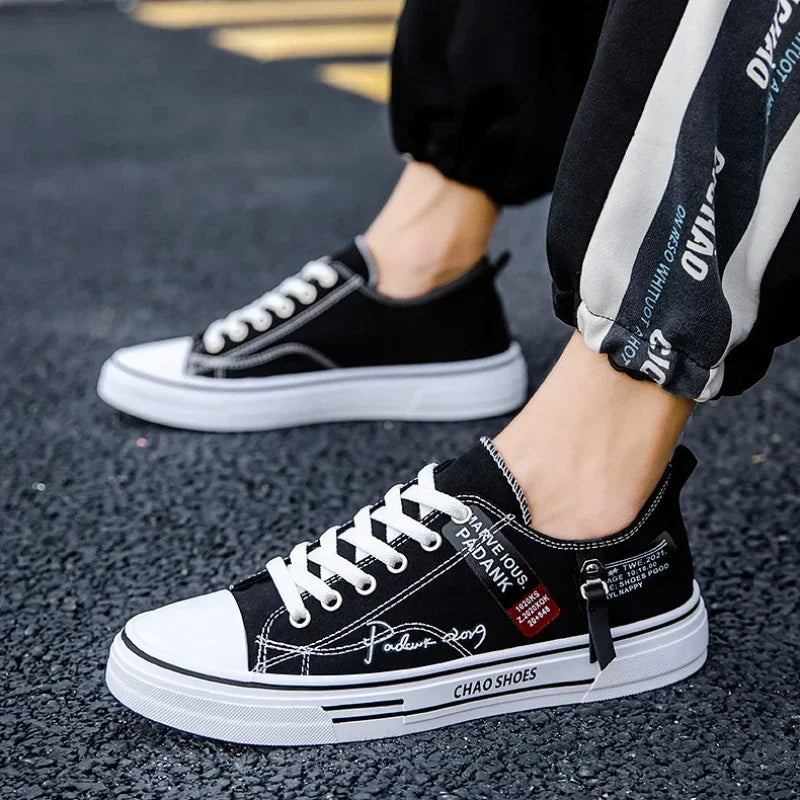 Men's Canvas Low-Top Sneakers - Breathable Casual Outdoor Tennis Shoes