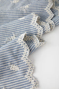 Ins Style Light Blue Striped Embroidered Polyester Cotton Fabric for Dress Shirt Kids Clothing DIY By The Yard