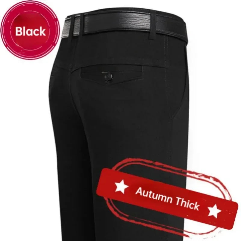 STRAIGHT NINE - Men's Cotton Business Pants - High Waist, All-Season