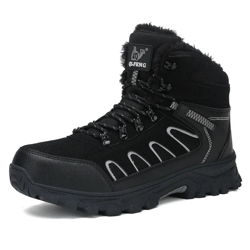 Men's Winter Ankle Boots - Waterproof Lace-Up Hiking Outdoor High-Top Shoes