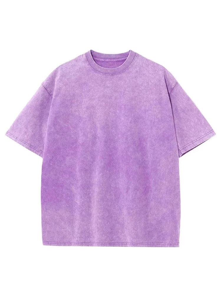 2026 Streetwear Washed Vintage T-Shirts Hip Hop Retro Punk T Shirt Women Tops Cotton Neutral Short Sleeve Acid Wash T-Shirts