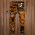 TORN APART - Men's Ripped Patchwork Slim Straight Jeans - Vintage Distressed Denim