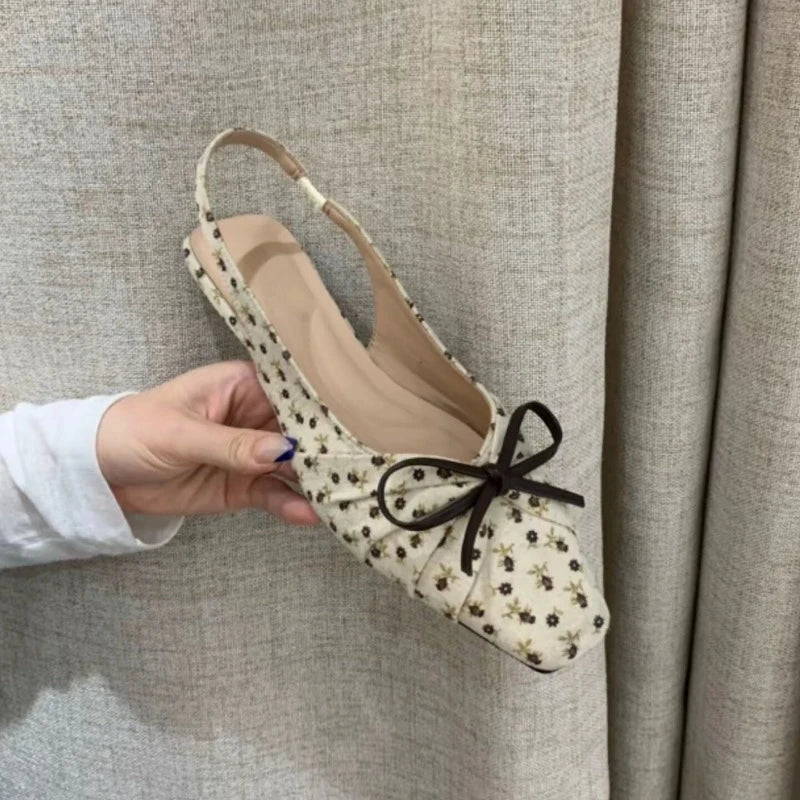Summer Polka Dot Butterfly-knot Women Sandals Comfort Slip On Slingbacks Mules Shoes Ladies Dress Street Style Low Heel Shoes