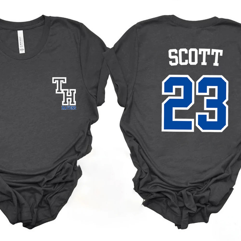 TREE HILL RAVENS Scott 23 T-shirt One Tree Hill Merch Nathan Scott Shirt North Carolina Tees Tv Show OTH Merch 2 Side Print Tops