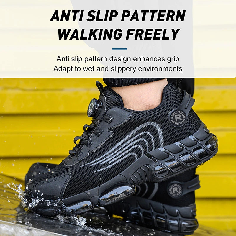 SAFETY WORK BOOTS - Men's Steel Toe Anti-Puncture Slip-On Shoes - Tough All Day, Every Day