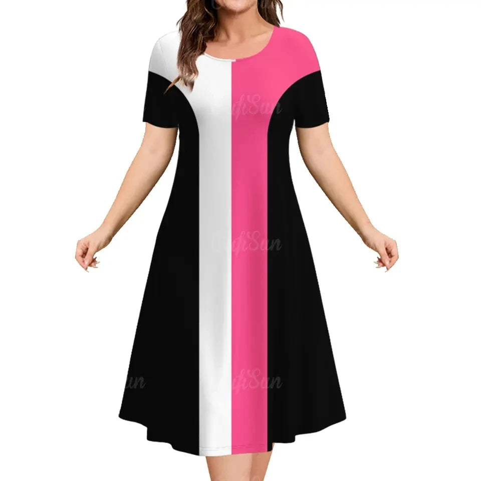 Oversized Summer Women's Short Sleeve Dress Plus Size 9XL Women's Loose Short Dress Casual Printed Fashion Party Dresses 2025