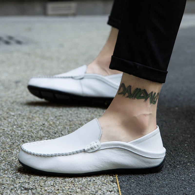 DOCK LUXE - Men's Genuine Leather Slip-On Loafers - Casual Boat Shoes, Sizes 37-47